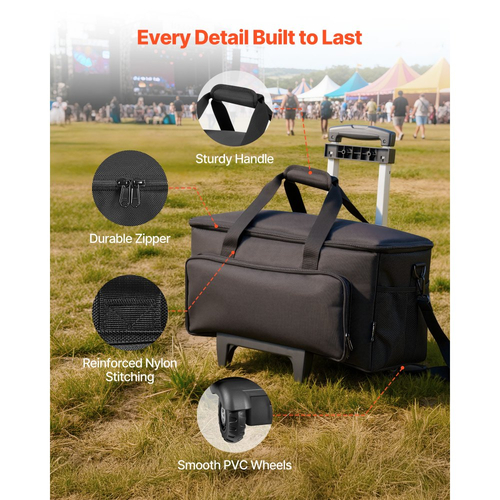 Τσάντα καλωδίου VEVOR Rolling DJ, 1680D, Επενδυμένη τσάντα αρχειοθέτησης με ρόδες, 6 αποσπώμενα διαχωριστικά, θήκη μουσικού εξοπλισμού ταξιδιού, για επαγγελματικό εξοπλισμό DJ, μουσικά όργανα και αξεσουάρ, εξοπλισμό ήχου