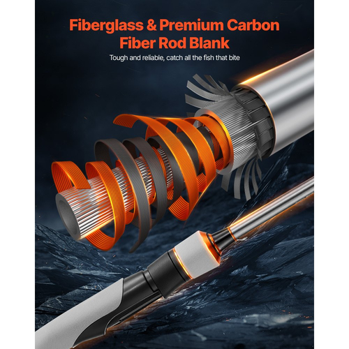 Συνδυασμός καλαμιού και μηχανισμού ψαρέματος VEVOR, συνδυασμός καλαμιού και μηχανισμού περιστροφής IM6 από ανθρακονήματα, καλάμι ψαρέματος λαβρακιού με καλάμια δύο τεμαχίων 2 μέτρων, 7+1 ρουλεμάν, λαβή EVA, οδηγοί από ανοξείδωτο ατσάλι με κεραμικούς δακτυλίους