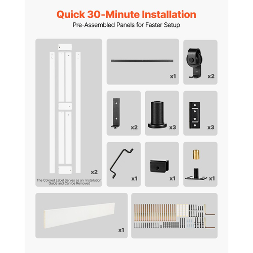 Πόρτα Αχυρώνα VEVOR Δίπτυχη, 609 x 2134 mm, Πόρτες Ντουλάπας MDF Δίπτυχες Συρόμενες, Περιλαμβάνεται Κιτ Εξοπλισμού, Σχεδιασμός με Πλαίσιο H που Εξοικονομεί Χώρο, Απαιτείται Συναρμολόγηση, για Υπνοδωμάτιο, Σαλόνι, Ντουλάπα, Διαχωριστικό Δωματίου, Λευκό