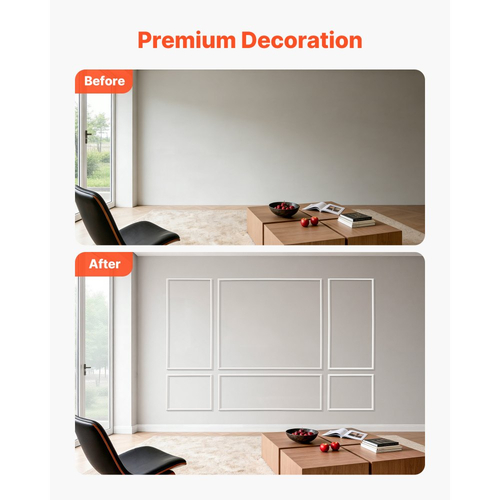 Πακέτο 3 πάνελ επένδυσης τοίχου VEVOR, ελαφρύ βαφόμενο πολυστυρένιο, εύκολο στην εγκατάσταση διακοσμητικό τοίχου για εσωτερική διακόσμηση σαλονιού, υπνοδωματίου, σπιτιού, λευκό (79x160 + 79x61 cm)