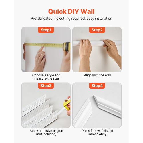 Πακέτο 3 πάνελ επένδυσης τοίχου VEVOR, ελαφρύ βαφόμενο πολυστυρένιο, εύκολο στην εγκατάσταση διακοσμητικό τοίχου για εσωτερική διακόσμηση σαλονιού, υπνοδωματίου, σπιτιού, λευκό (58x143 + 58x58 cm)