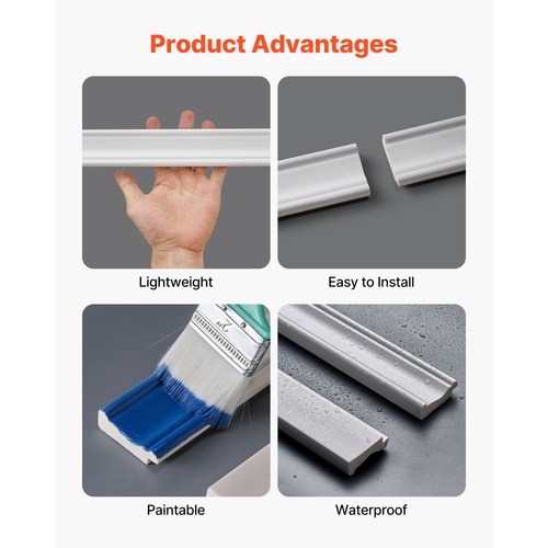 Κιτ επένδυσης τοίχου VEVOR, πάνελ επένδυσης τοίχου, ελαφρύ βαφόμενο πολυστυρένιο, εύκολο στην εγκατάσταση, φαρδύ & στενό διακοσμητικό τοίχου για εσωτερική διακόσμηση σαλονιού, υπνοδωματίου, σπιτιού, λευκό (197 x 98 cm)