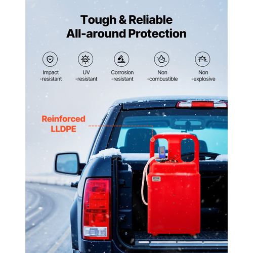 VEVOR Fuel Caddy, 32 γαλόνια, φορητή δεξαμενή καυσίμου με ηλεκτρική αντλία μεταφοράς καυσίμου 12V DC 2,5 GPM, εύκαμπτος σωλήνας παροχής 4 ποδιών και ακροφύσιο αισθητήρα αυτόματης διακοπής, προσαρμογείς δεξαμενής, κατάλληλο για ντίζελ και βενζίνη, κόκκινο