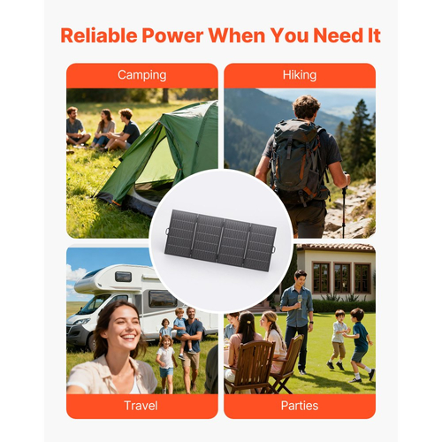 Πτυσσόμενο ηλιακό πάνελ VEVOR 400W με πλαίσιο, μονοκρυσταλλικός φορτιστής ηλιακού πάνελ 16BB τύπου N, απόδοση 24%, αδιάβροχο IP67 με έξοδο MC4 και προσαρμογέα DC 10 σε 1 για σταθμούς παραγωγής ενέργειας, κάμπινγκ, πεζοπορία