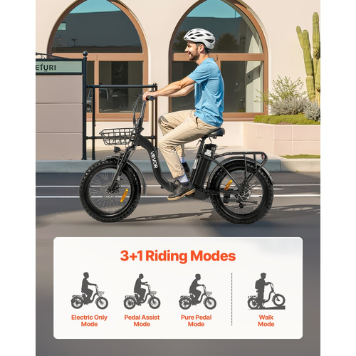 Ηλεκτρικό Ποδήλατο VEVOR, Πτυσσόμενο Ηλεκτρικό Ποδήλατο 250W για Ενήλικες με Μεγάλη Αφαιρούμενη Μπαταρία 25Ah, Κινητήρα 36V 25 km/h χωρίς ψήκτρες, Μέγιστη Εμβέλεια έως 70 km, Πνευματικό Ελαστικό 7 Ταχυτήτων Ηλεκτρικό Ποδήλατο για Μετακινήσεις