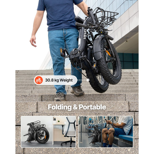 Ηλεκτρικό Ποδήλατο VEVOR, Πτυσσόμενο Ηλεκτρικό Ποδήλατο 250W για Ενήλικες με Μεγάλη Αφαιρούμενη Μπαταρία 25Ah, Κινητήρα 36V 25 km/h χωρίς ψήκτρες, Μέγιστη Εμβέλεια έως 70 km, Πνευματικό Ελαστικό 7 Ταχυτήτων Ηλεκτρικό Ποδήλατο για Μετακινήσεις