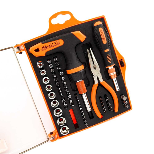 Σετ Κατσαβιδιών Καστάνια με Μύτες και Μυτοτσίμπιδο σε Κασετίνα JM-6115 JAKEMY