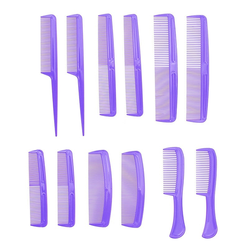 Σετ 12 τεμάχια Χτένες Πλαστικές - Λιλά