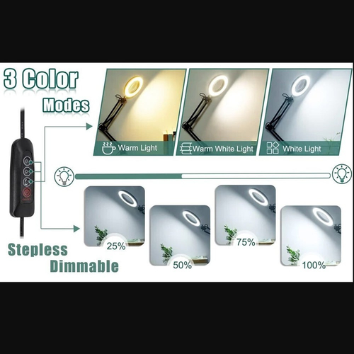 Μεγενθυντικός Φακός Πάγκου με Φωτισμό LED 3 Επιπέδων