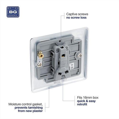 BG Electrical NPC12 Διακόπτης Μονός 2 δρόμων Chrome