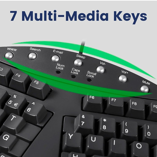Εργονομικό Πληκτρολόγιο USB QWERTY με 7 Multimedia Keys