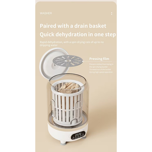 Φορητό επαναφορτιζόμενο πλυντήριο ρούχων mini - HP909 - 457658 - White