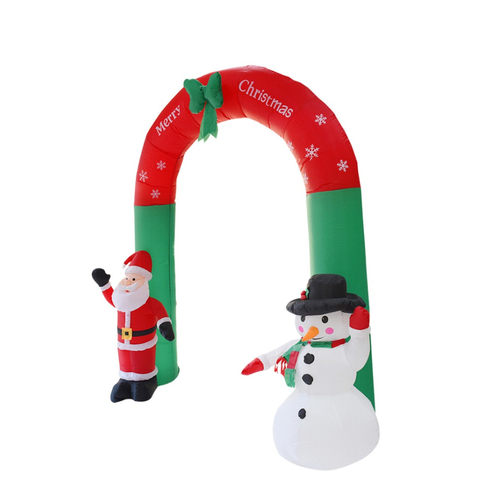 VenCore 8979-10001 - Santa Claus With Snowman Balloon 2.4m - Χριστουγεννιάτικη Φιγούρα Φουσκωτή Αγιου Βασίλη με Χιονάνθρωπο Εξωτερικού Χώρου 2.4m Ύψος - Αυτόματο Φούσκωμα - Φωτιζόμενη