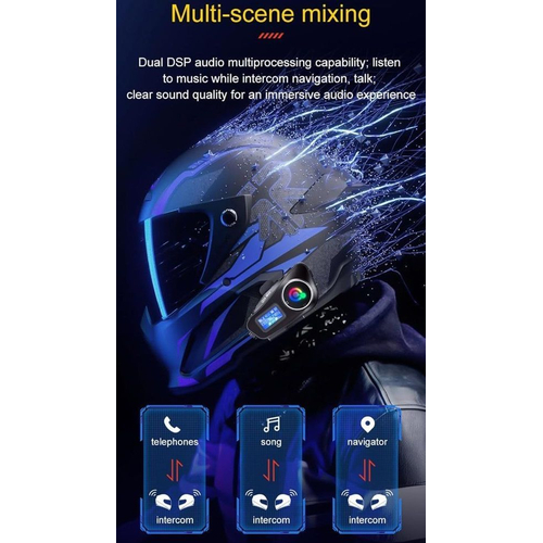 Ασύρματη ενδοεπικοινωνία κράνους μοτοσυκλέτας - Bluetooth - Q58-MAX - 811658