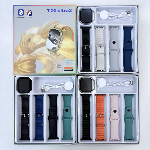 Σετ Smartwatch με 4 λουράκια - T20 UItra2 - 814208 - Orange