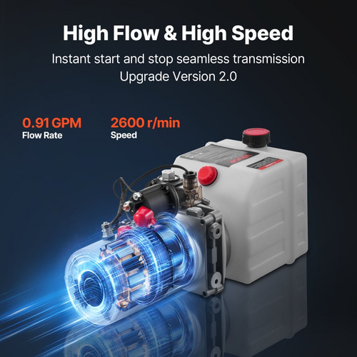 Υδραυλική μονάδα ισχύος VEVOR 4 L, αντλία ρυμούλκησης απλής ενέργειας, μέγιστη πίεση εκτόνωσης 22 MPa και ρυθμός ροής 3,4 L/min, υδραυλική αντλία DC 12V με μεταλλική δεξαμενή για ανύψωση ρυμούλκας και αυτοκινήτου