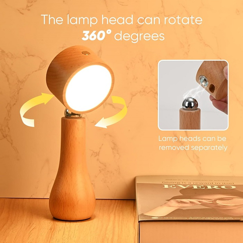 Επαναφορτιζόμενο επιτραπέζιο φωτιστικό LED περιστρεφόμενο - 215358 - Light Brown