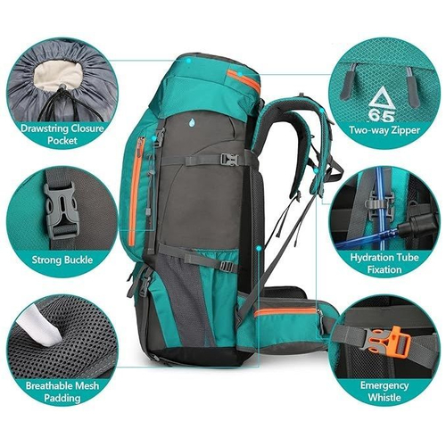 Σακίδιο πλάτης ορειβατικό - H2401 - 65L+5L - 251593 - Light Blue