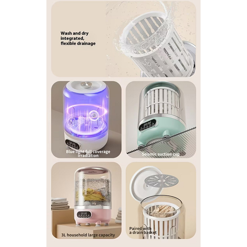 Φορητό επαναφορτιζόμενο πλυντήριο ρούχων mini - HP909 - 457658 - Pink