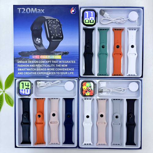 Σετ Smartwatch με 4 λουράκια - T20 Max - 814192 - Orange