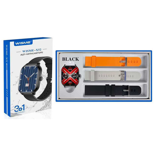 Σετ Smartwatch με 3 λουράκια - WISME-X52 - 750612 - Black