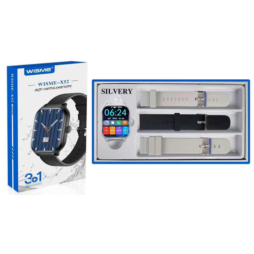 Σετ Smartwatch με 3 λουράκια - WISME-X52 - 750612 - Silver