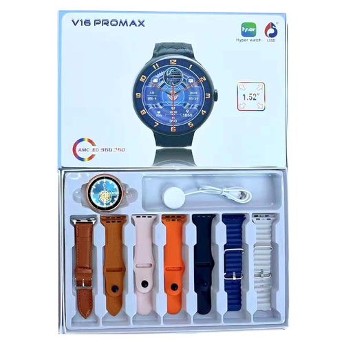 Σετ Smartwatch με 7 λουράκια - V16 Pro Max - 814161 - Orange/Brown