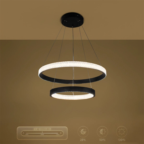 kelvo® DIAMOND KLV-101-0235 Κρεμαστό Φωτιστικό Οροφής LED 75W 7500lm 360° AC 220-240V IP20 Ρυθμιζόμενο Λευκό CCT με Χειριστήριο από 2700K έως 6000K Dimmable - Lumileds SMD Chip - Μαύρο Ματ - Μ60 x Π60 x Υ40cm - 3 Χρόνια Εγγύηση