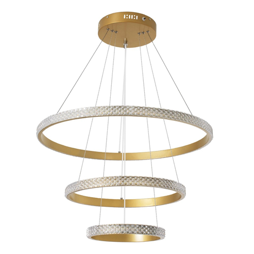 kelvo® DIAMOND KLV-101-0238 Κρεμαστό Φωτιστικό Οροφής LED 100W 10000lm 180° AC 220-240V IP20 Ρυθμιζόμενο Λευκό CCT με Χειριστήριο από 2700K έως 6000K Dimmable - Lumileds SMD Chip - Χρυσό Πλατίνα - Μ60 x Π60 x Υ60cm - 3 Χρόνια Εγγύηση