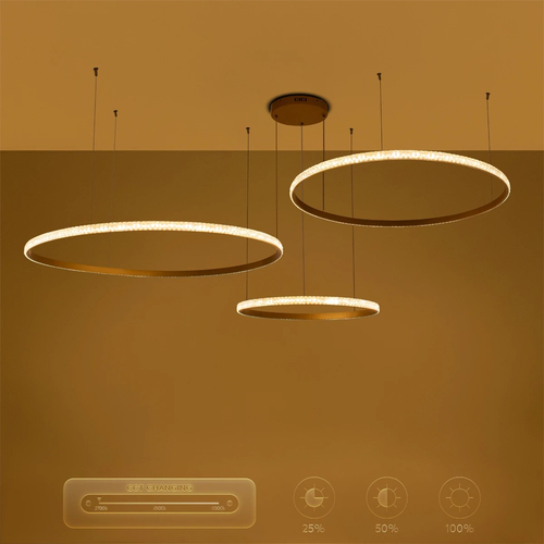 kelvo® DIAMOND KLV-101-0246 Κρεμαστό Φωτιστικό Οροφής LED 150W 15000lm 180° AC 220-240V IP20 Ρυθμιζόμενο Λευκό CCT με Χειριστήριο από 2700K έως 6000K Dimmable - Lumileds SMD Chip - Χρυσό Πλατίνα - Μ170 x Π170 x Υ60cm - 3 Χρόνια Εγγύηση