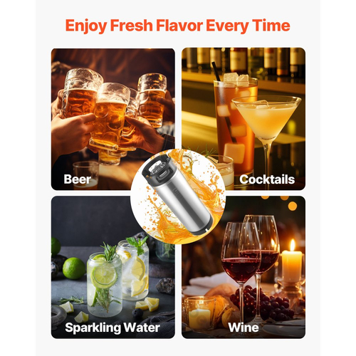 VEVOR Corny Keg, Βαρέλι 5 Γαλονιών με Κλείδωμα Μπάλας, Βαρέλια Ψυχρής Εκχύλισης SUS304 με Διπλές Λαβές από Λάστιχο & Βαθύ Λάστιχο Πάτο, Εξοπλισμός Ζυθοποίησης για Πάρτι Ζυθοποίησης στο Σπίτι, 1 ΤΕΜ.