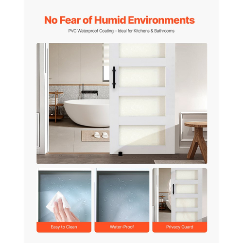 Συρόμενη Πόρτα Αχυρώνα VEVOR, 813 x 2134mm, Πάνελ και Γυαλί Υψηλής Αντοχής από MDF, Πόρτα Αχυρώνα με Κιτ Μηχανισμών, Αδιάβροχη Επιφάνεια PVC, Εύκολη Εγκατάσταση, Πλαίσιο H, Ομαλά και Αθόρυβα Συρόμενη για Σαλόνι