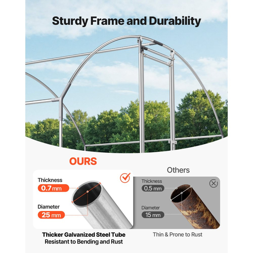 Μεταλλικό κοτέτσι VEVOR, Μεγάλοι χώροι για κοτέτσια 9,8x13,1x6,5 πόδια με κάλυμμα, περίβλημα κοτέτσιου Doom Roof με κλειδαριά ασφαλείας, εξωτερικό κλουβί για πάπιες και κουνέλια, μάντρα πουλερικών για αυλή, αγρόκτημα, αυλή