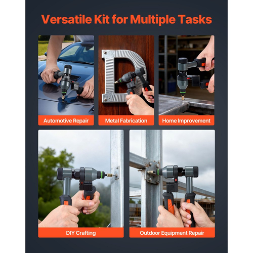 Κιτ εργαλείων παξιμαδιών πριτσινιού VEVOR, κιτ εργαλείων παξιμαδιών πριτσινιού καστάνιας 210 mm, με 10 μανδρέλια και 100 παξιμάδια, μετρικό και μέγεθος SAE M5, M6, M8, M10, M12, 8-32, 10-24, 1/4-20, 5/16-18, 3/8-16 UNC, με ανθεκτική θήκη μεταφοράς