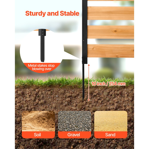 Ξύλινος φράχτης απορρήτου VEVOR, φράχτης κλιματιστικού 1219 x 1244 x 1219 mm, 2 πάνελ μασίφ ξύλινο προστατευτικό απορρήτου εξωτερικού χώρου με μεταλλικούς πασσάλους, ατσάλινο πλαίσιο, φράχτες απορριμμάτων κατάλληλοι για κήπο, πισίνα