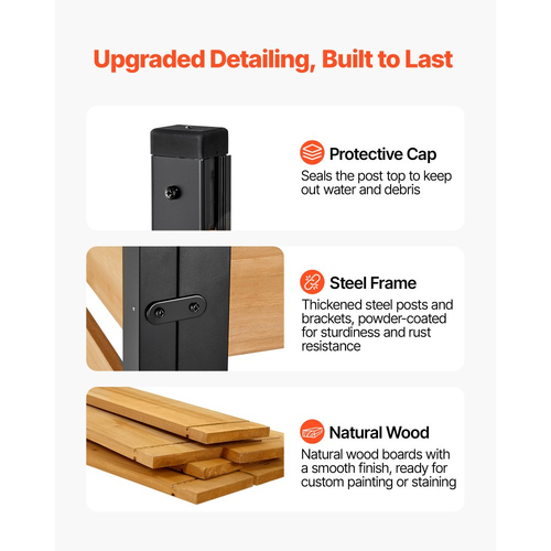 Ξύλινος φράχτης απορρήτου VEVOR, φράχτης κλιματιστικού 1219 x 1244 x 1219 mm, 2 πάνελ μασίφ ξύλινο προστατευτικό απορρήτου εξωτερικού χώρου με μεταλλικούς πασσάλους, ατσάλινο πλαίσιο, φράχτες απορριμμάτων κατάλληλοι για κήπο, πισίνα