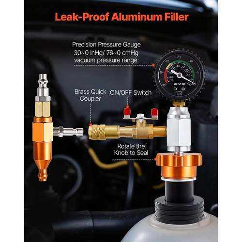 Κιτ αναπλήρωσης ψυκτικού ψυγείου VEVOR, Εργαλείο πλήρωσης κενού και καθαρισμού συστήματος ψύξης αυτοκινήτων με μετρητή, Φορητό κιτ πλήρωσης ψυκτικού ψυγείου με εργαλειοθήκη, Κατάλληλο για τα περισσότερα αυτοκίνητα, βαν, SUV και φορτηγά