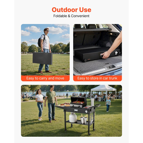 Καρότσι ψησίματος εξωτερικού χώρου VEVOR, τραπέζι ψησίματος 787 x 432 mm, πτυσσόμενο τραπέζι μαγειρέματος εξωτερικού χώρου με θήκη για χαρτομάντιλα, γάντζους, ρόδες, βοηθητικό τραπέζι, τραπέζια προετοιμασίας μπάρμπεκιου για πικνίκ, κουζίνα, αυλή