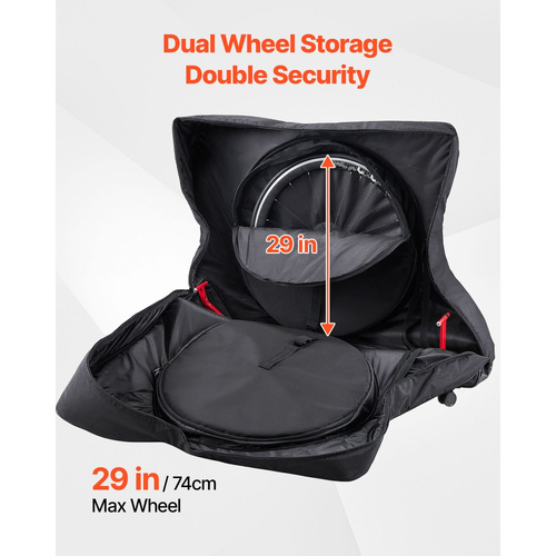 Τσάντα ταξιδιού ποδηλάτου VEVOR, τσάντα ποδηλάτου δρόμου, αποθήκευση ποδηλάτων δρόμου με κλειδαριά TSA και διπλό φερμουάρ, μαύρη θήκη ποδηλάτου, μεταξόνιο 94-106 cm για αεροπορικά ταξίδια, χρήση σε εξωτερικούς χώρους, αεροπλάνο, αυτοκίνητο, τρένο, μεταφορά με μετρό