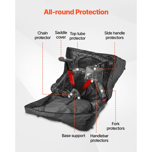 Τσάντα ταξιδιού ποδηλάτου τριάθλου VEVOR, τσάντα μεταφοράς ποδηλάτου με κλειδαριά TSA και διπλό φερμουάρ, θήκη ποδηλάτου τριάθλου με μέγιστο μεταξόνιο 106 cm για ταξίδια, χρήση σε εξωτερικούς χώρους, μεταφορά με τρένο, αεροπλάνο, μετρό