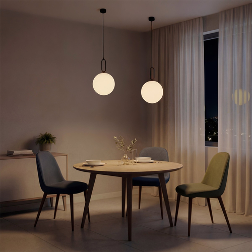 kelvo® BELLISSIMO KLV-101-0374 Κρεμαστό Φωτιστικό Οροφής για Λάμπα με Ντουί E27 AC 220-240V IP20 - Μαύρο Ματ & Λευκό - Μ30 x Π30 x Υ52cm