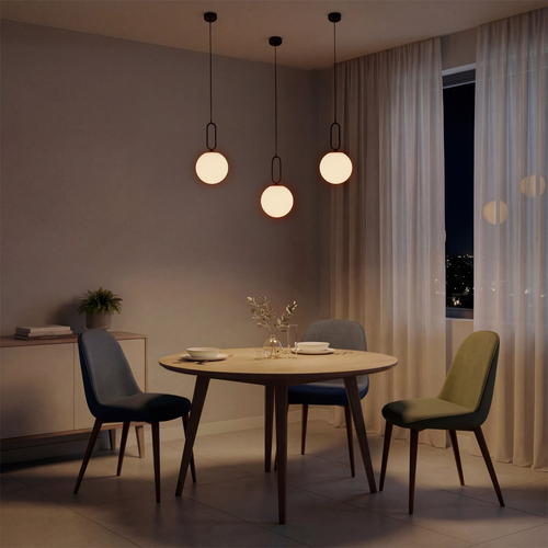 kelvo® BELLISSIMO KLV-101-0373 Κρεμαστό Φωτιστικό Οροφής για Λάμπα με Ντουί E27 AC 220-240V IP20 - Μαύρο Ματ & Λευκό - Μ20 x Π20 x Υ42cm