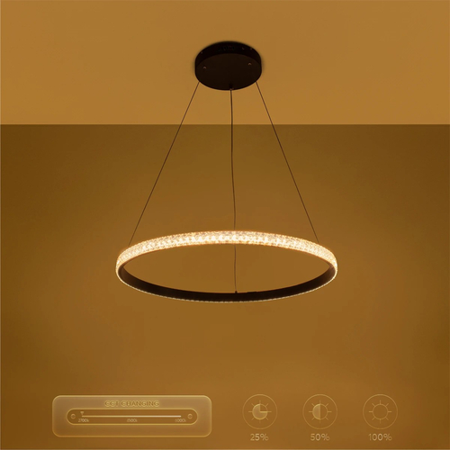 kelvo® DIAMOND KLV-101-0229 Κρεμαστό Φωτιστικό Οροφής LED 45W 4500lm 180° AC 220-240V IP20 Ρυθμιζόμενο Λευκό CCT με Χειριστήριο από 2700K έως 6000K Dimmable - Lumileds SMD Chip - Μαύρο Ματ - Μ60 x Π60 x Υ3cm - 3 Χρόνια Εγγύηση