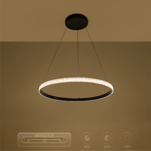 kelvo® DIAMOND KLV-101-0229 Κρεμαστό Φωτιστικό Οροφής LED 45W 4500lm 180° AC 220-240V IP20 Ρυθμιζόμενο Λευκό CCT με Χειριστήριο από 2700K έως 6000K Dimmable - Lumileds SMD Chip - Μαύρο Ματ - Μ60 x Π60 x Υ3cm - 3 Χρόνια Εγγύηση