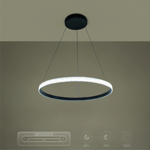 kelvo® DIAMOND KLV-101-0229 Κρεμαστό Φωτιστικό Οροφής LED 45W 4500lm 180° AC 220-240V IP20 Ρυθμιζόμενο Λευκό CCT με Χειριστήριο από 2700K έως 6000K Dimmable - Lumileds SMD Chip - Μαύρο Ματ - Μ60 x Π60 x Υ3cm - 3 Χρόνια Εγγύηση