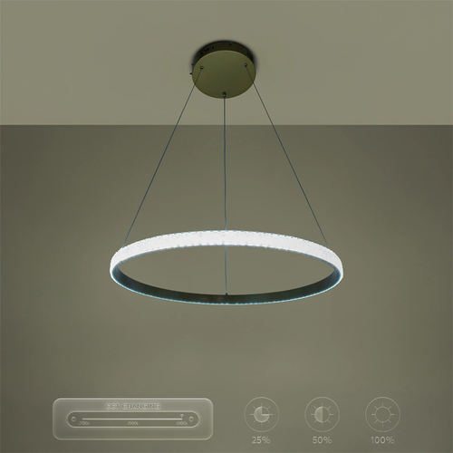 kelvo® DIAMOND KLV-101-0230 Κρεμαστό Φωτιστικό Οροφής LED 45W 4500lm 180° AC 220-240V IP20 Ρυθμιζόμενο Λευκό CCT με Χειριστήριο από 2700K έως 6000K Dimmable - Lumileds SMD Chip - Χρυσό Πλατίνα - Μ60 x Π60 x Υ3cm - 3 Χρόνια Εγγύηση