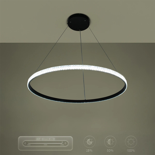 kelvo® DIAMOND KLV-101-0231 Κρεμαστό Φωτιστικό Οροφής LED 67W 6700lm 180° AC 220-240V IP20 Ρυθμιζόμενο Λευκό CCT με Χειριστήριο από 2700K έως 6000K Dimmable - Lumileds SMD Chip - Μαύρο Ματ - Μ80 x Π80 x Υ3cm - 3 Χρόνια Εγγύηση