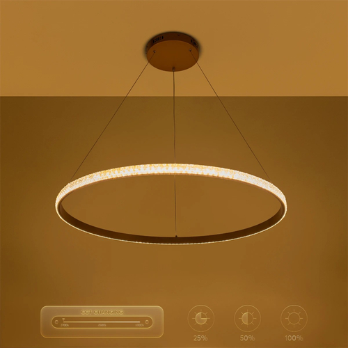 kelvo® DIAMOND KLV-101-0232 Κρεμαστό Φωτιστικό Οροφής LED 67W 6700lm 180° AC 220-240V IP20 Ρυθμιζόμενο Λευκό CCT με Χειριστήριο από 2700K έως 6000K Dimmable - Lumileds SMD Chip - Χρυσό Πλατίνα - Μ80 x Π80 x Υ3cm - 3 Χρόνια Εγγύηση