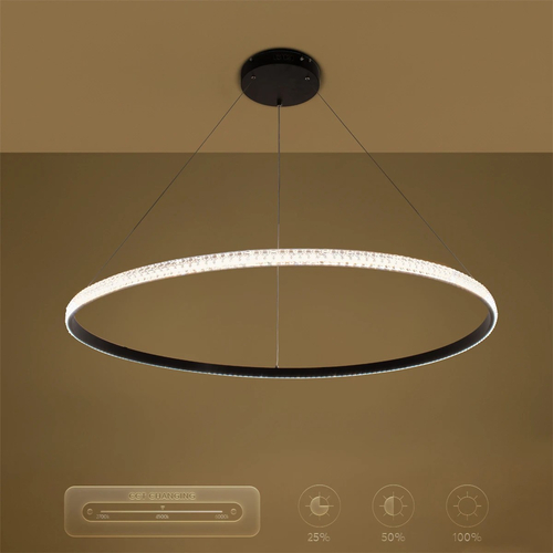 kelvo® DIAMOND KLV-101-0233 Κρεμαστό Φωτιστικό Οροφής LED 75W 7500lm 180° AC 220-240V IP20 Ρυθμιζόμενο Λευκό CCT με Χειριστήριο από 2700K έως 6000K Dimmable - Lumileds SMD Chip - Μαύρο Ματ - Μ100 x Π100 x Υ3cm - 3 Χρόνια Εγγύηση