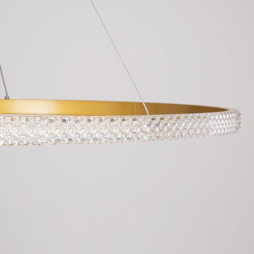 kelvo® DIAMOND KLV-101-0234 Κρεμαστό Φωτιστικό Οροφής LED 75W 7500lm 180° AC 220-240V IP20 Ρυθμιζόμενο Λευκό CCT με Χειριστήριο από 2700K έως 6000K Dimmable - Lumileds SMD Chip - Χρυσό Πλατίνα - Μ100 x Π100 x Υ3cm - 3 Χρόνια Εγγύηση